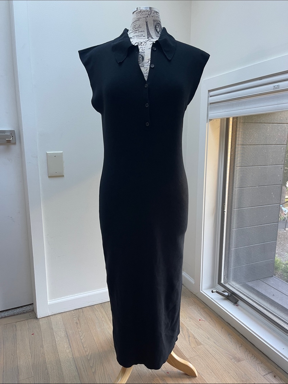 A.L.C. Black Sleeveless Polo Maxi Dress